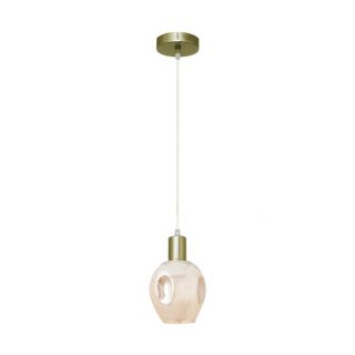 Colgante Meteoro 1xe27 Cuero/ambar Regx14 3 Oquedades