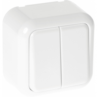 Interruptor Doble Ancient 2 Teclas Blanco 6x6x3 Cm