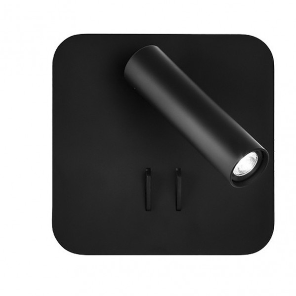 Aplique 2+6w 4000k Manet Cuadrado Negro 130lm Doble Encendido 14x14x12 Cm