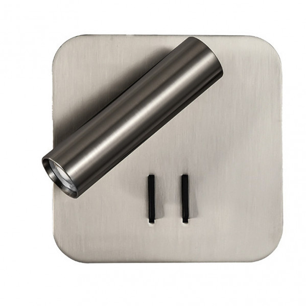 Aplique 2+6w 4000k Manet Cuadrado Niquel 130lm Doble Encendido 14x14x12 Cm