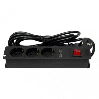 Base Multiple 3 Ench+2 Usb E Interruptor 3500w Cable 3m 3gx1,5mm De Cobre