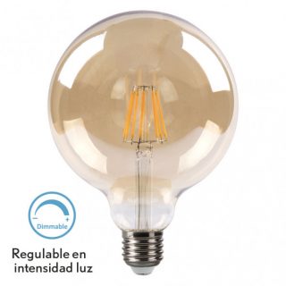 Bombilla Filamento Globo 16x12,5d 8w Regulable 700lm E27 Ambar 2700k