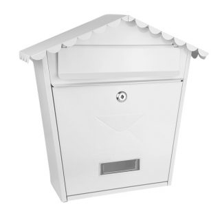 Buzon De Correo Olena Acero Galvanizado Blanco 37x36x13,5 Cm Tejado Antilluvia, Cerradura Cilindrica