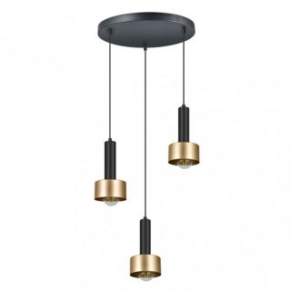 Lampara Allende 3xe27 Negro/oro Regx35x35 Cm