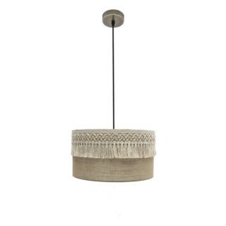 Colgante Ekaterina 1xe27 Cuero/saco Regx40x40 Cm Con Pasamaneria