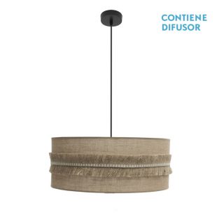 Colgante Kala 3xe27 Negro/saco Regx60x60 Cm Con Flecos