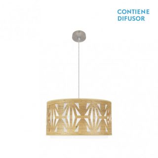 Colgante Katerina 2xe27 Niquel/Madera Clara Regx50x50 cm