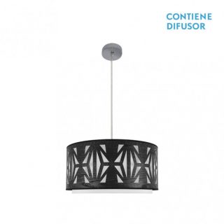 Colgante Katerina 2xe27 Cromo/Madera Negra Regx50x50 cm