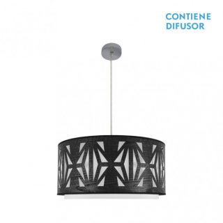 Colgante Katerina 3xe27 Cromo/madera Negra Regx60x60 cm