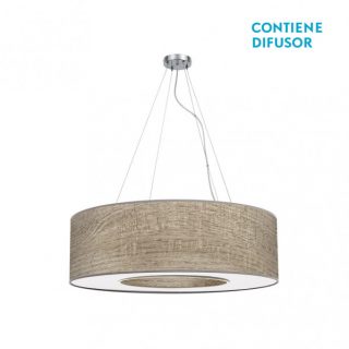 Colgante Mediano Haiti 4xe27 Cromo/Madera Gris Regx65x65 Cm