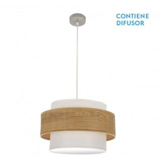 Colgante Myriam 2xe27 Níquel/madera Clara Regx50x50 Cm