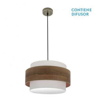 Colgante Myriam 2xe27 Cuero/Madera Oscura Regx50x50 Cm