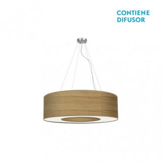 Colgante Peq. Haiti 4xe27 Cromo/Madera Clara Regx50x50 Cm