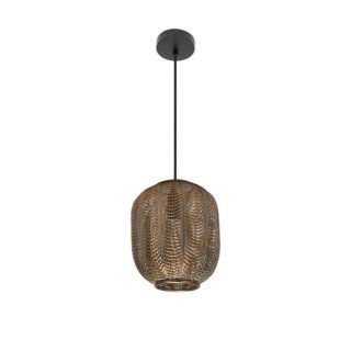 Colgante Trikala Negro/cuero Envejecido 1xe27 Regx25x25 Cm