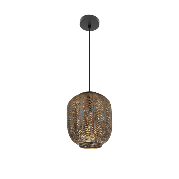 Colgante Trikala Negro/cuero Envejecido 1xe27 Regx25x25 Cm