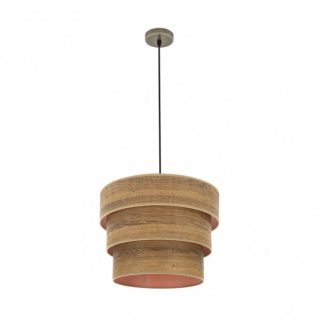 Colgante Triple Smile 1xe27 Cuero/madera Oscura Regx40x40 Cm