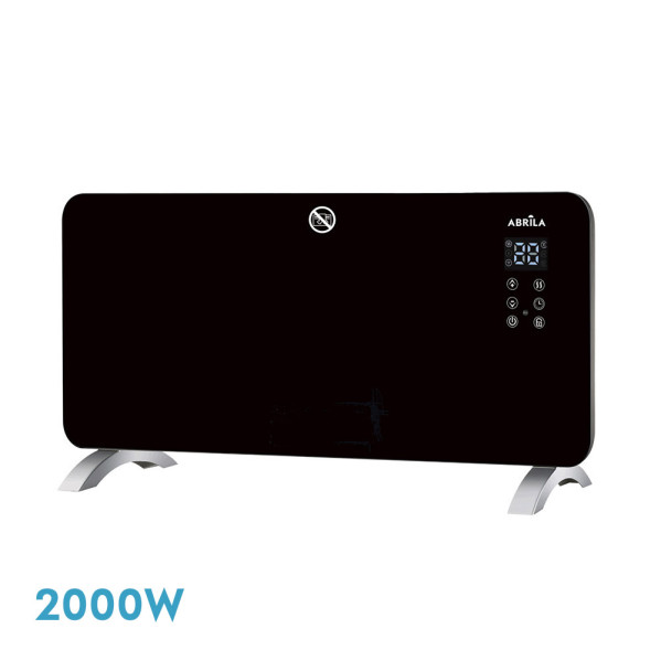 Emisor Termico Cristal Gaban 2000w Negro Control Wifi 2potencias Temporiz.mural/portat.38x92x6,68 Cm