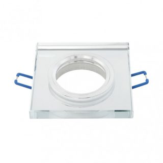 Empotrable Cristal Solna 1xgu10 Cuadrado Grosor 1cm Transparente C/portalampara 1x9x9 Cm Corte 6 Cm