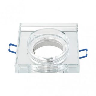 Empotrable Cristal Solna 1xgu10 Cuadrado Grosor 2cm Transparente C/portalampara 2x9x9 Cm Corte 6 Cm