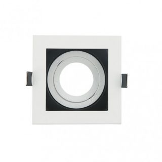 Empotrable Orient.batu 1xgu10 Cuadrado Blanco/negro 3,5x10x10 Cm Corte 9x9cm c/portalampara