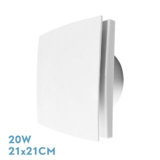 Extractor Baño Lille Blanco 20w 21x21x9,5cm Cuadrado Para Tubos 15cm