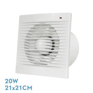 Extractor Baño Trani Blanco 20w 21x21x8,3cm Cuadrado Para Tubos 15cm