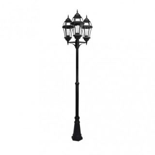 Farola Exterior Aluminio Becrux 3xe27 Negro Ip44 234x60x60 Cm Regulable En Altura Ip44