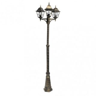 Farola Exterior Aluminio Bootes 3xe27 Neg/oro Ip44 228x62x62 Cm