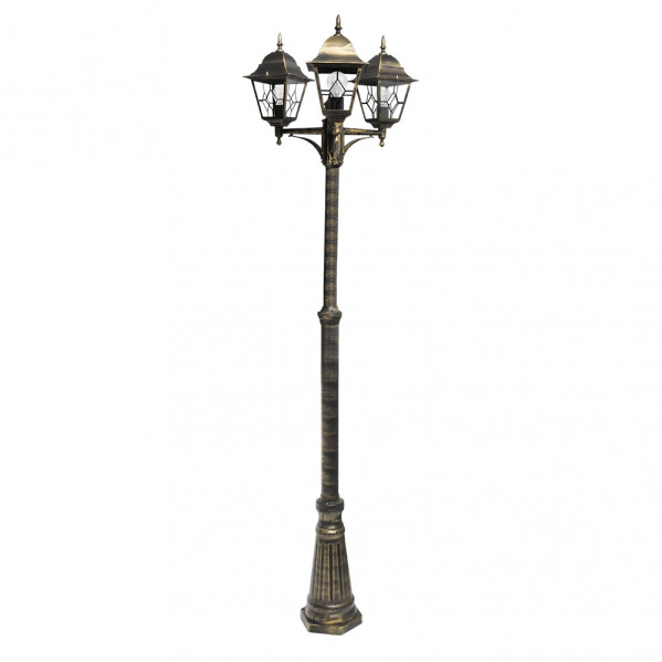 Farola Exterior Aluminio Bootes 3xe27 Neg/oro Ip44 228x62x62 Cm