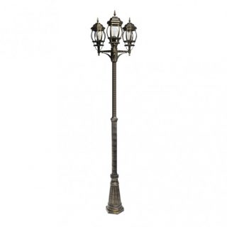 Farola Exterior Aluminio Caelum 3xe27 Neg/oro Ip45 228x55x55 Cm