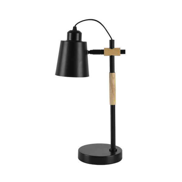 Flexo Articulado Liena 1xe27 Negro/haya Orientable 40x14x20cm