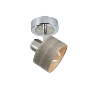 Foco Nando 1xe14 Cromo-niquel/mad.gris 17x12x12 Cm Orientable