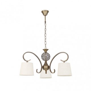 Lampara Bogota 3xe14 Cuero Pantalla Beis Regx57x57 Cm