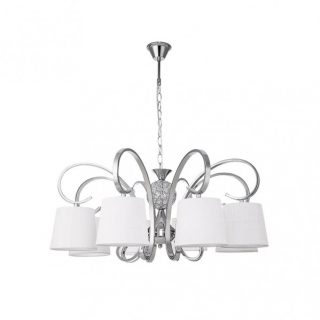 Lampara Bogota 8xe14 Cromo Pantalla Blanca Regx75x75 Cm