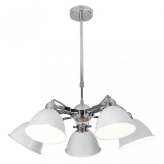 Lampara Buri 5xe27 Blanco/cromo Regx52x52 Cm