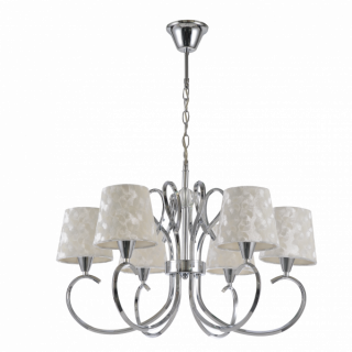 Lampara Cancun 6xe14 Cromo Pantalla Blanca 98x62x62 Cm