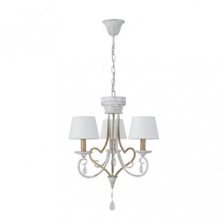 Lampara Crasas 3xe14 Blanco/oro Regx49x49 Cm