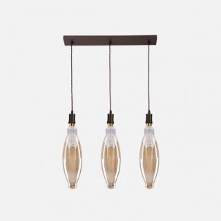 Lampara Elio 3xe27 Marron/ambar  Bombillas   Incluidas 24w 3000k 2550lm Regx64x12 Cm