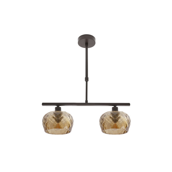 Lampara Estela 2xe14 Marron Regx41x13 Cm C/tulipas Cristal Tallado Ambar