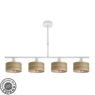 Lampara Gilda 4xe14 Blanco/madera Clara Regx76x14 Cm