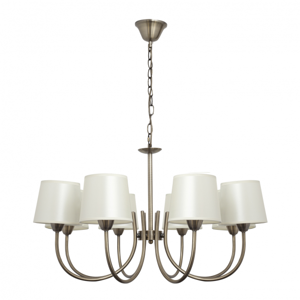 Lampara Guadalajara 8xe14 Cuero Pantalla Beis