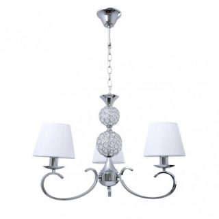 Lampara Ordoñez 3xe14 Cromo Pantalla Blanca Regx60x60 Cm