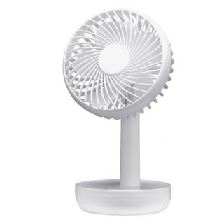 Miniventilador Inalambrico Sobremesa Lemosin Blanco 5w 3velocidades Recargable Alimen.usb Orientable 5asp 17x11x9cm Motor Dc