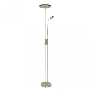 Pie De Salon Antares 20w+7w 4000k C/lector Cuero 183x25x25 Cm Tactil C/reg.Intensidad Y Memoria