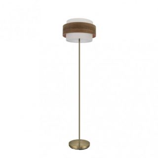 Pie Salon Myriam 1xe27 Cuero/Madera Oscura