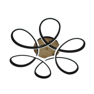 Plafon Bandeira 130w 3000-4000-6500k Negro/madera 14300 Lm C/remoto,memoria Y Reg.intensidad 12x61x61cm