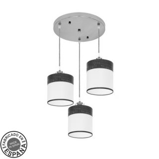 Plafon Cloe 3xe27 Cromo/blanca-madera Negra Regx42x42 cm