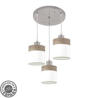 Plafon Cloe 3xe27 Niquel/blanca-madera Gris Regx42x42 cm
