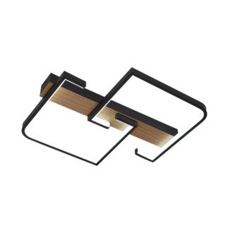 Plafon Frondella 76w 3000-4000-6500k Negro/madera 8360 Lm C/remoto,memoria Y Reg.intensidad 6x45x38cm