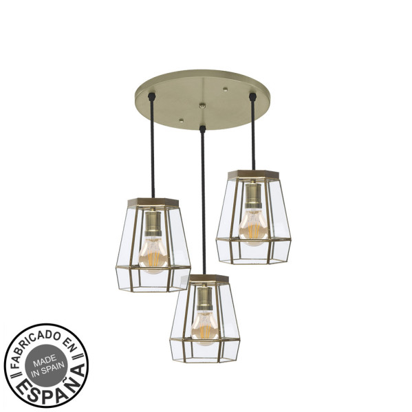 Plafon Guia 3xe27 Cuero Regx42x42 Cm